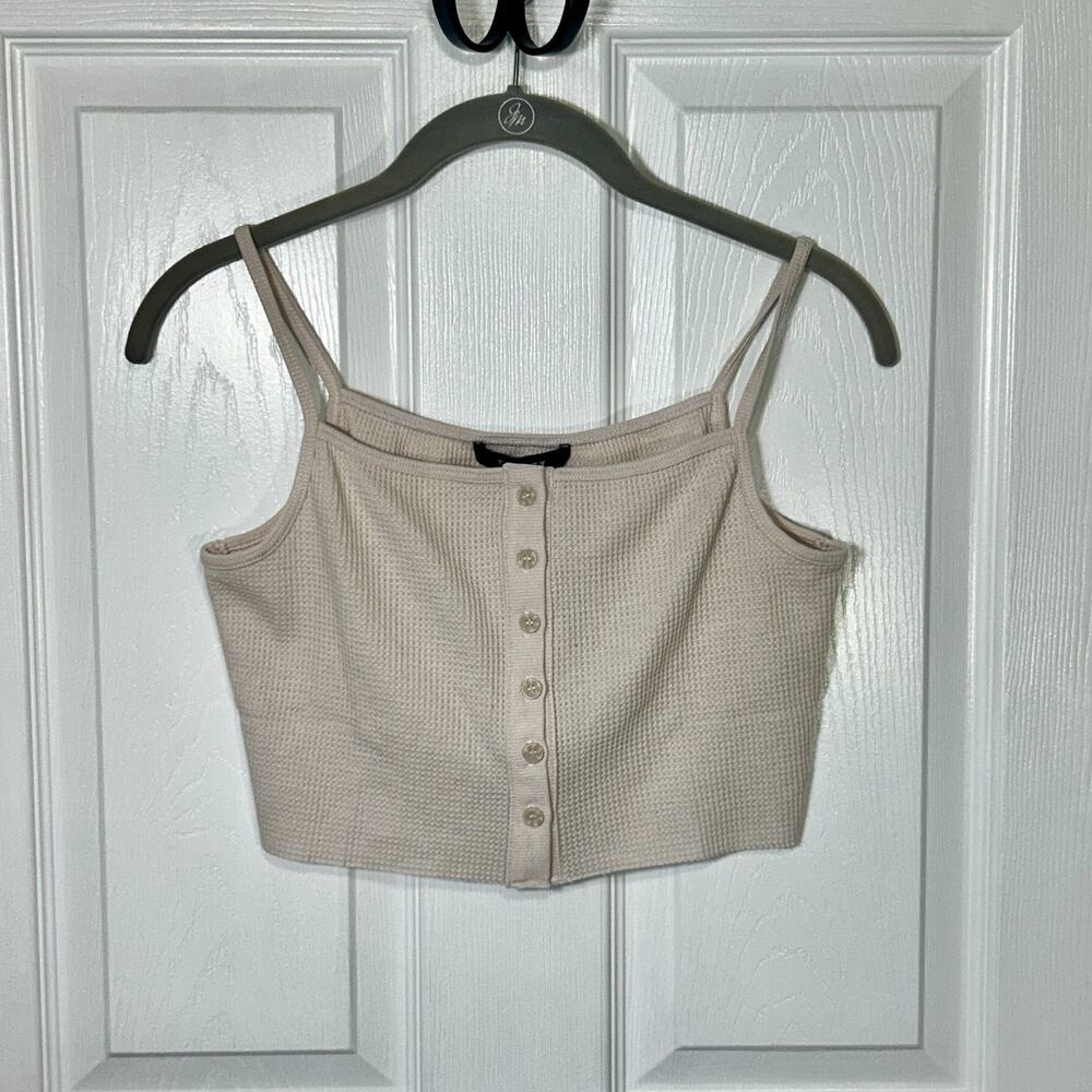 Twenty Montreal Waffle Knit Crop Tank Top Size Small Beige NWT